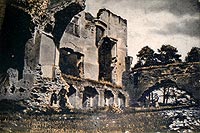Zamek w Mokrsku Grnym - Ruiny zamku na widokwce z okresu midzywojennego
