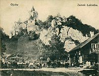 Zamek w Ojcowie - Zamek w Ojcowie na pocztwce z 1908 roku