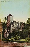 Zamek w Ojcowie - Ruiny zamku na pocztwce z okoo 1930 roku