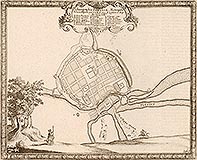 Zamek w Poznaniu - Miasto i zamek na sztychu Erika Dahlbergha z dziea Samuela Pufendorfa 'De rebus a Carolo Gustavo gestis', 1656