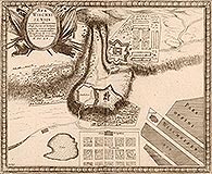 Zamek w Winiczu Nowym - Plan sytuacyjny zamku i klasztoru na sztychu Erika Dahlbergha z dziea Samuela Pufendorfa 'De rebus a Carolo Gustavo gestis', 1656 rok