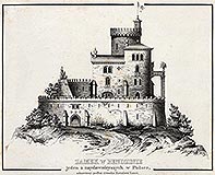 Zamek w Bdzinie - Projekt odbudowy zamku w Bdzinie F.M.Lanciego z okoo 1834 roku na rysunku B.Podbielskiego