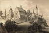 Zamek w Bieczu - Koci wzniesiony na miejscu zamku na litografii Napoleona Ordy, 'Album Widokw', Seria 6, 1880