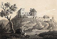 Zamek w Bodzentynie - Litografia J.Cegliskiego z okoo 1857 roku