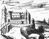 Zamek w Lanckoronie - Miedzioryt z 1617 roku, zaczerpnite z: 'Zabytki architektury i urbanistyki w Polsce' Warszawa 1986