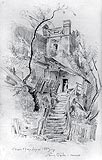 Zamek w Nowym Sczu - Baszta Kowalska na rysunku Stanisawa Wyspiaskiego z 1889 roku