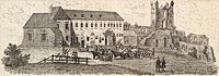 Zamek w Nowym Sczu - Drzeworyt Mciwoja Marynowskiego, Przyjaciel Ludu 47, 1840 ze zbiorw Biblioteki Instytutu Bada Literackich PAN