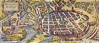 Zamek w Poznaniu - Pozna w XVII wieku z zamkiem po prawej stronie