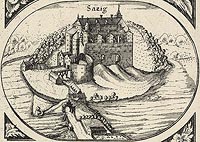 Zamek w Szadzku - Zamek w Szadzku. Rysunek na mapie Eilharda Lubinusa z 1618 roku