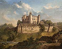 Zamek w Winiczu Nowym - Zamek w Winiczu na obrazie Andrzeja Grabowskiego z 1857 roku