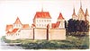 Zamek we Wocawku - Wocawek w 1 po. XVII w. Rys. z Dziennika A.Boota