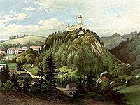 Zamek Grodno w Zagrzu lskim - Litografia H.Litzmanna z poowy XIX wieku z teki Alberta Dunckera