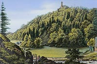 Zamek Grodno w Zagrzu lskim - Zamek Grodno w Zagrzu lskim na grafice Ferdinanda Koski z 1856 roku, Album z widokami miast lskich